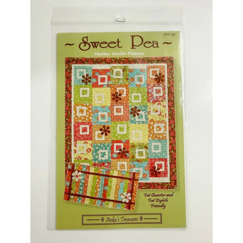 Anka's Treasures Sweet Pea Quilt Pattern OS Multicolor Floral ANK 297 NEW
